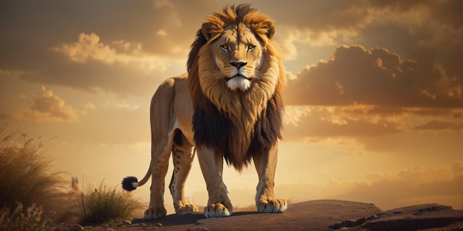 Lion standing tall